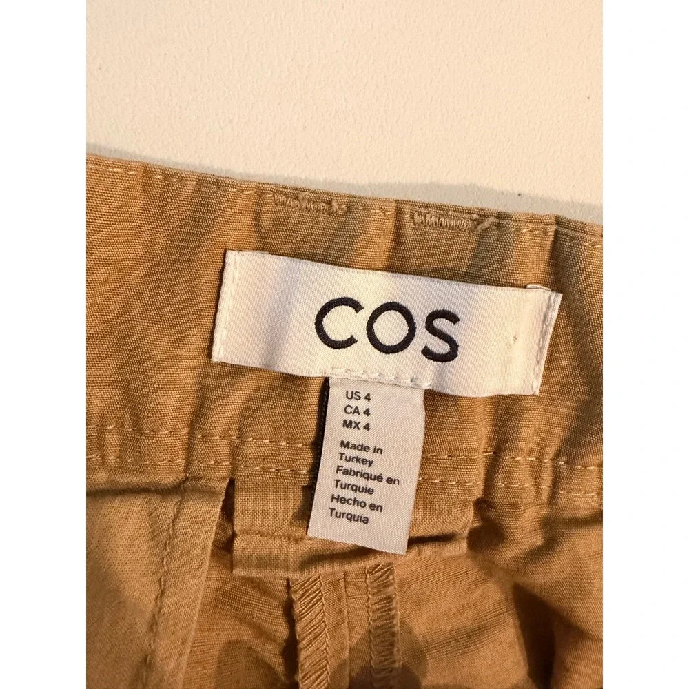 COS Womens Cotton Linen Pleated Tapered‎ High Rise Trousers Pants Size 4 Barrel